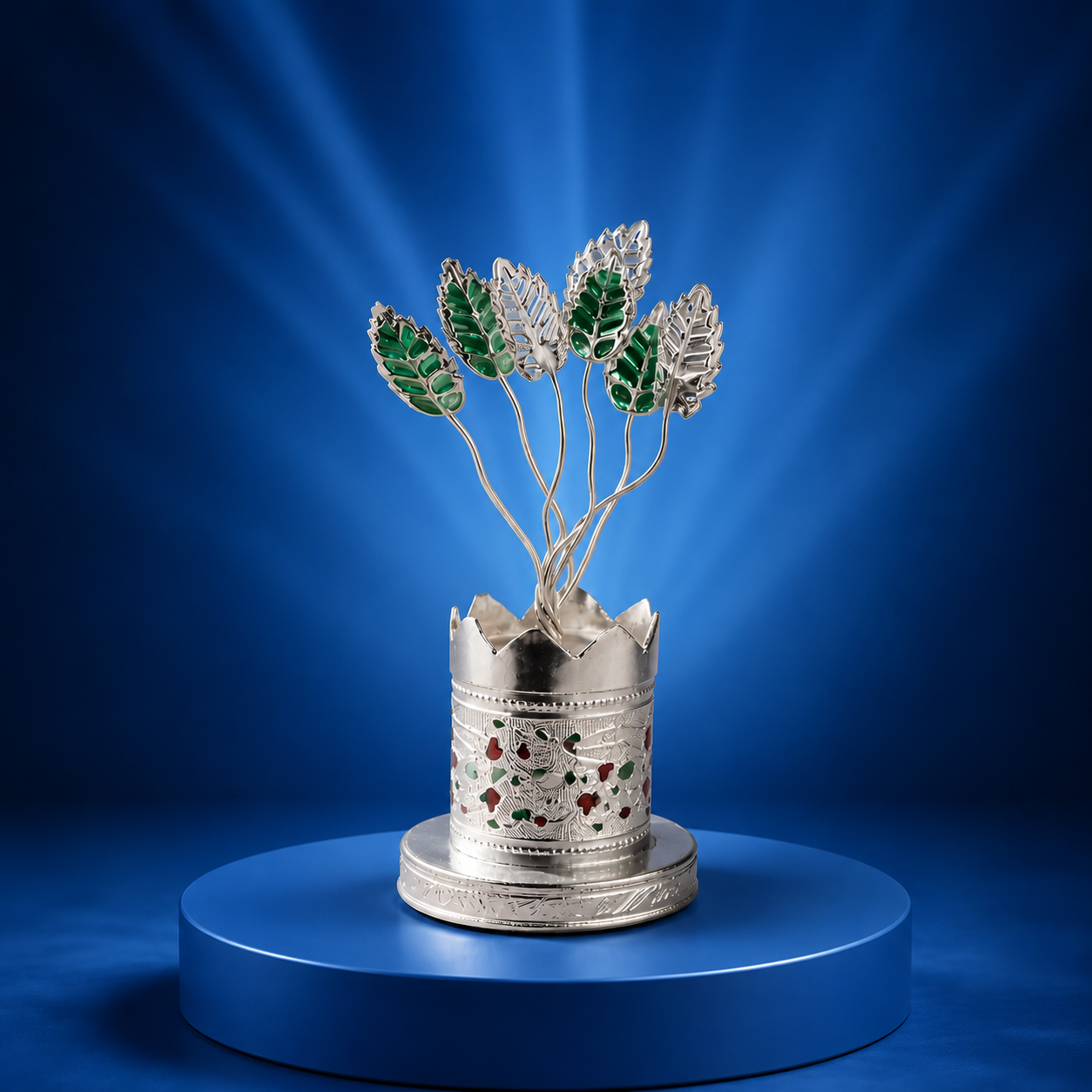 German Silver Tulasi Leaf Stand