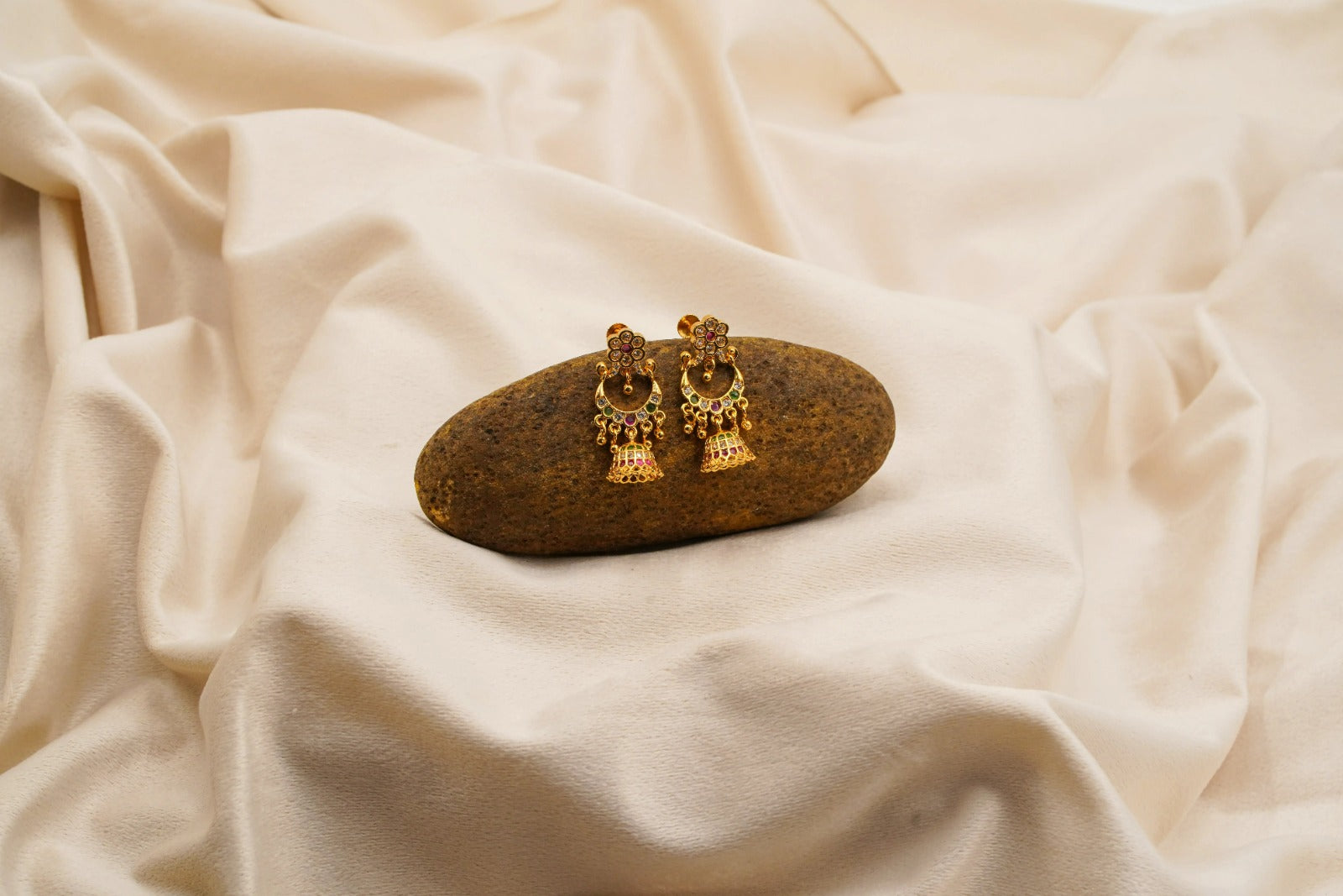 Panchaloha Floral Jhumki Earrings