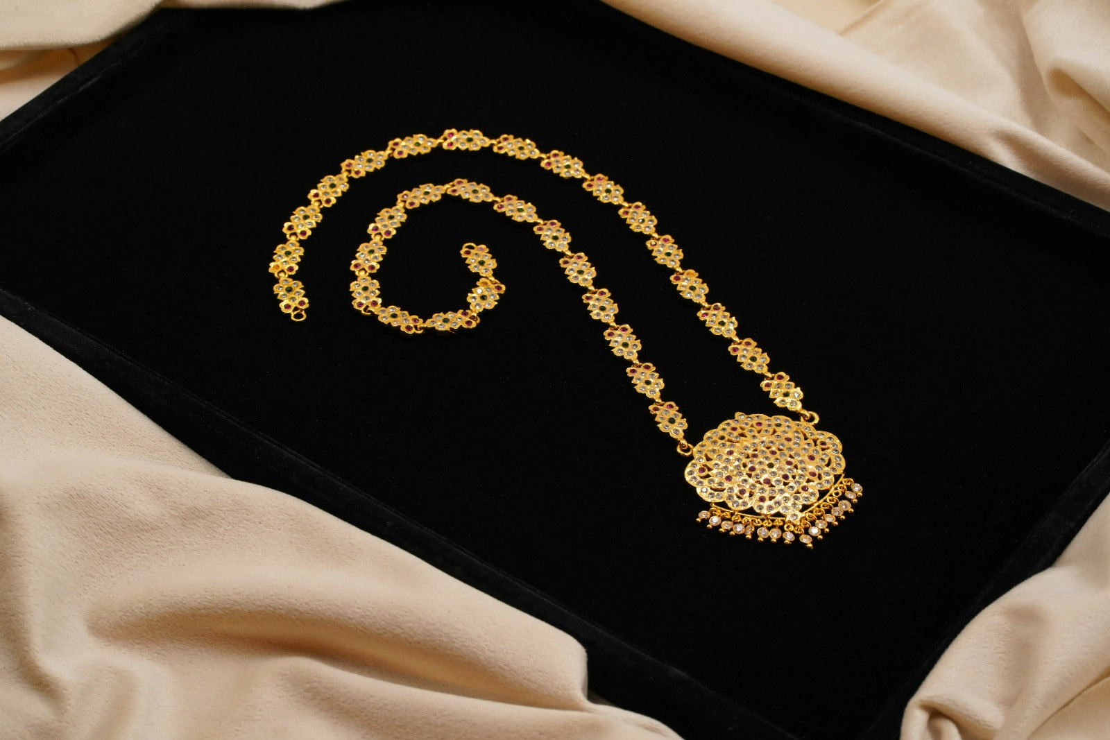 Panchaloha Floral Pendant Long Haram