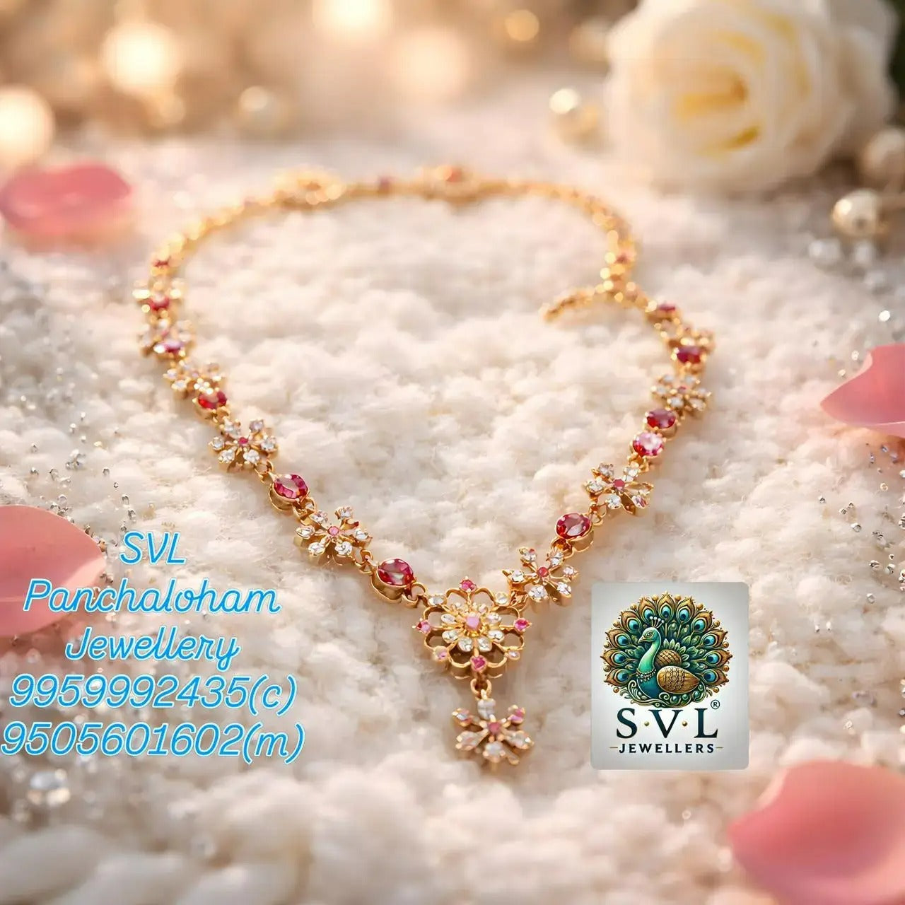 Panchaloha Ruby Blossom Necklace